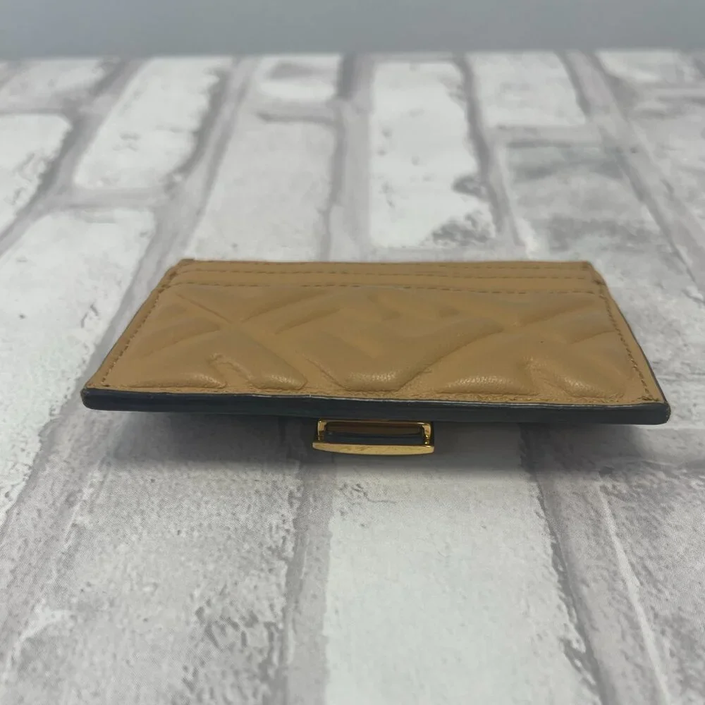 Fendi Baguette Dark Beige Card Holder Nappa Leather - Preowned